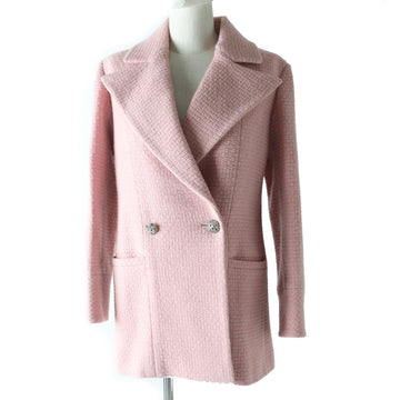 Top Quality Chanel Wool COCO Mark Button Jacket Pink