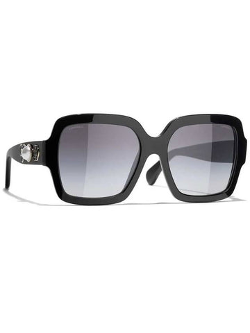 Eyewear Logo Square Horned Rim Sunglasses Black Chanel