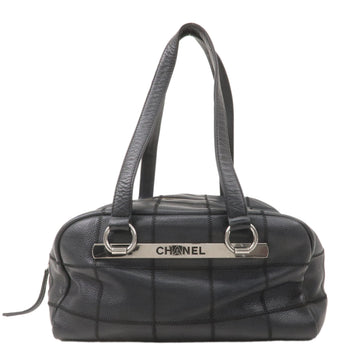 Top Quality Chanel Chocolate Bar Caviar Skin Boston Bag Black A26135