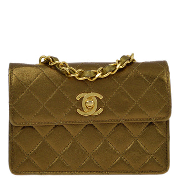 Top Quality Chanel Bronze Lambskin Straight Flap Chain Shoulder Bag