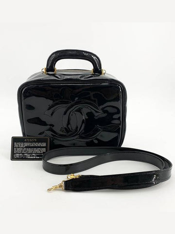 Patent cosmetic top handle tote bag and shoulder Chanel