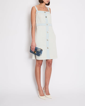 Top Quality Chanel Light Blue Denim Mini Dress with Button Detail Size FR 40 (UK 12)
