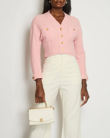 Top Quality Chanel   Pink Tweed Button Down Jacket FR 40 (UK 12)