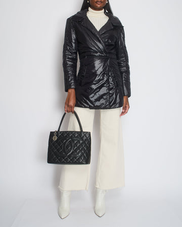 Top Quality Chanel Black Down Coat with Velcro Closure Detail FR 36 (UK 8)