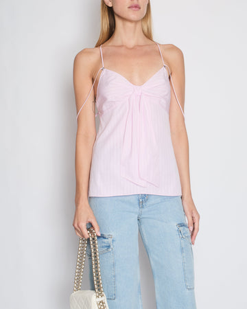 *HOT* Top Quality Chanel 23P Pink Striped Strap Top with Bow Detail Size FR 38 (UK 10)