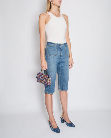 Top Quality Chanel 23P Blue Denim Three Quarter Jeans with Pocket Detail Size FR 38 (UK 10)