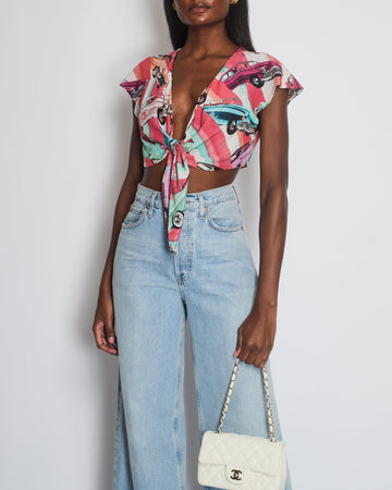 Top Quality Chanel 17/S Cruise Orange Cuba Print Cropped Top Size FR 38 (UK 10)