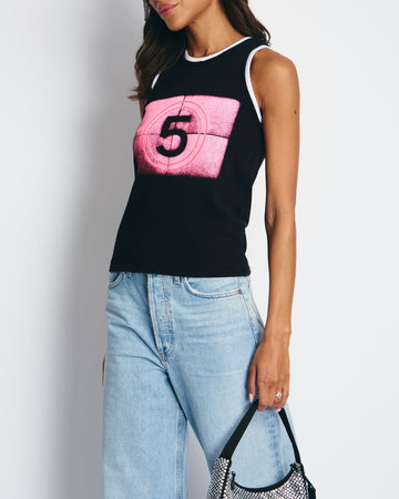 Top Quality Chanel Black and Pink No5 Tank Top Size FR 34 (UK 6)
