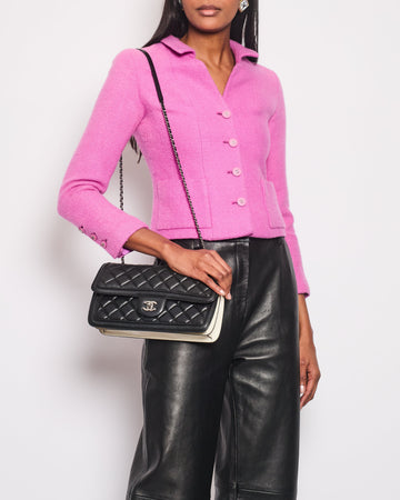 Top Quality Chanel 96P   Lilac Wool Cropped Jacket with Silver CC Logo Buttons Size FR 34 (UK 6)