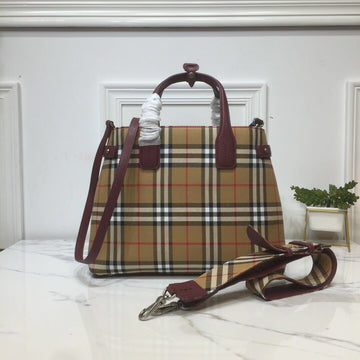 B-Berry - Luxe Carry  House Check Derby Medium Banner Purse Tote Purple For Women, Women’s Bags 14in/35Luxe Carry