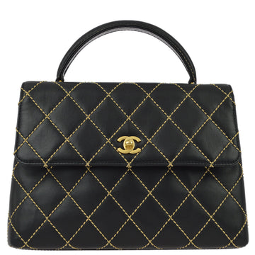 Top Quality Chanel Black Calfskin Wild Stitch Handbag