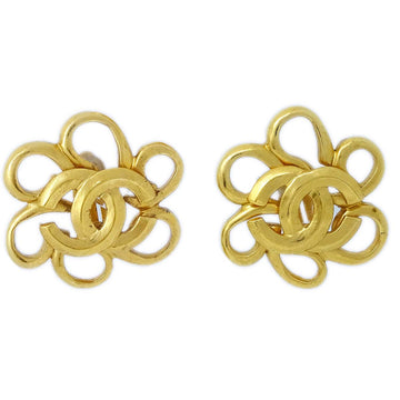 Top Quality Chanel Flower Earrings Clip-On Gold 96P