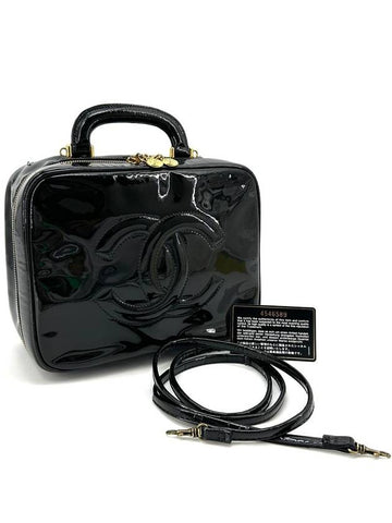 Patent cosmetic top handle tote bag and shoulder Chanel