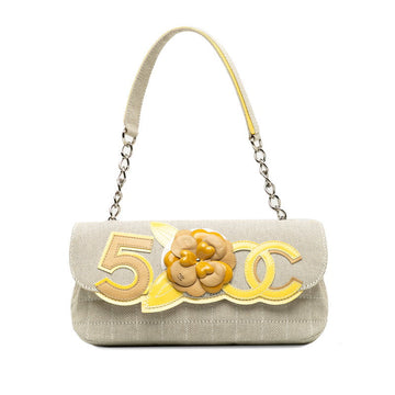 Top Quality Chanel Cocomark Chocolate Bar Camellia Chain houlder Bag Beige Yellow Canvas Patent Leather Lady CHANEL