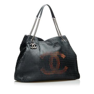 Black Top Quality Chanel CC Perforated Leather Tote Bag