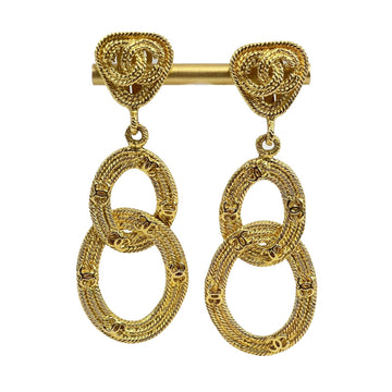 Top Quality Chanel -   28 Earrings Double Hoop Circle Swing Gold Plate Clip On