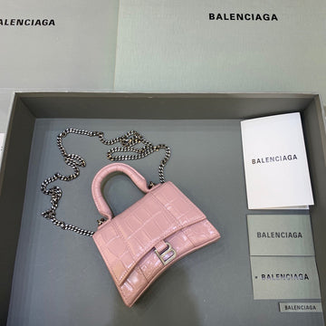 BLN-Ciaga Hourglass Mini Handbag With Chain In Light Pink, For Women,  Bags 4.7in/12Luxe Carry
