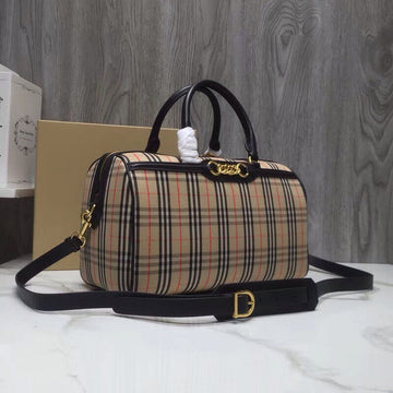 Luxe Carry Small 1983 Check LiNike Bowling Bag Black/Brown For Women, Women’s Bags 9.1in/23Luxe Carry