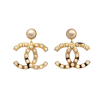 Top Quality Chanel - A21 S Dangle Drop Pearl CC Logo - Gold Earrings
