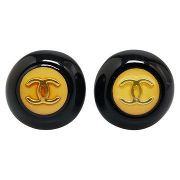 Top Quality Chanel   Coco Mark Button Earrings Gold Black