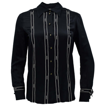 Top Quality Chanel Fall 1994 logo-print silk shirt #36