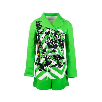 Top quality Dior Size 34 2022 Runway Fantaisie Animalier Cropped Jacket and Shorts Suit Polyamide Green/Multicolour
