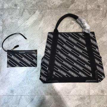 BLN-Ciaga Navy Medium Cabas Tote Bag In Black, For Women,  Bags 14.1in/36Luxe Carry