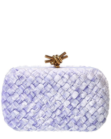 B V  - Knot Intrecciato Velvet & Leather Clutch