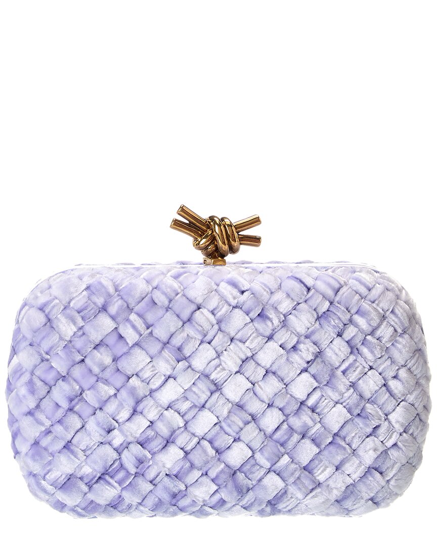 B V  - Knot Intrecciato Velvet & Leather Clutch