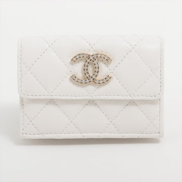 Top Quality Chanel Matrasse Caviar S Compact Wallet White Gold  Random