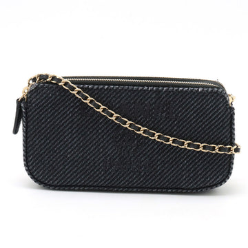 Top Quality Chanel Canvas Leather Chain Wallet Navy