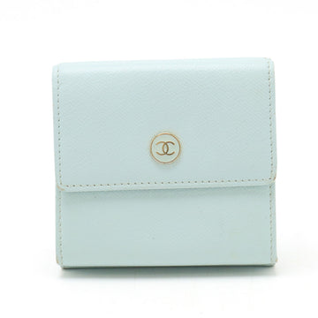 Top Quality Chanel Leather Tri-Fold Wallet Light Mint Blue