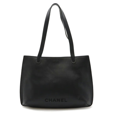 Top Quality Chanel Leather Logo Tote Bag Black