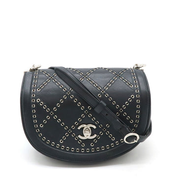 Top Quality Chanel Leather Coco Eyelet Round Mini Chain Bag