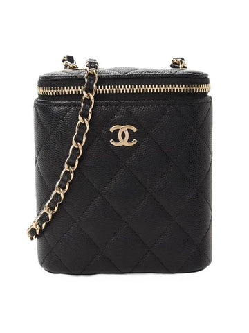 Classic Gold Hardware Small Grained Calfskin Cross Bag Black Chanel