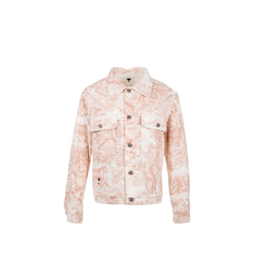 Top quality Dior Size 34 graphic print jacket neutrals cotton pink