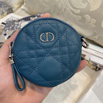 DETACHABLE CARO ROUND COIN PURSE DEEP OCEAN BLUE CANNAGE CALFSKIN By Luxe Carry