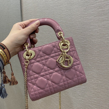 MINI LADY BAG 17 PINK PATENT CALFSKIN Luxe Carry