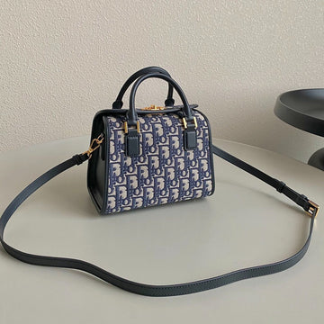 SMALL BOSTON 22 BLUE OBLIQUE EMBROIDERY By Luxe Carry