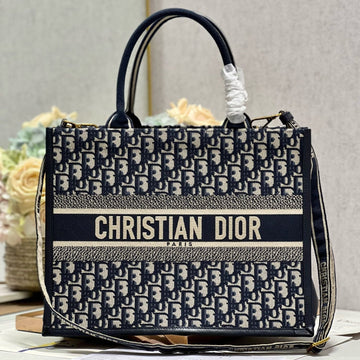 CD MEDIUM BOOK TOTE 36 BLUE OBLIQUE EMBROIDERY Luxe Carry Bags