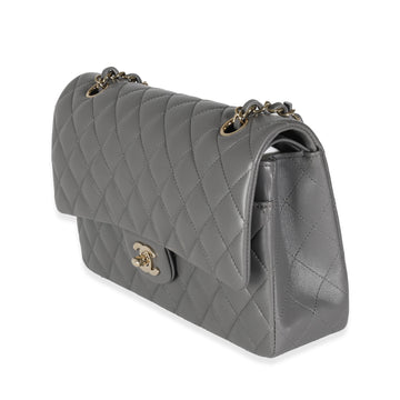Top Quality Chanel 22A Grey Quilted Lambskin Medium Classic Double New Bag