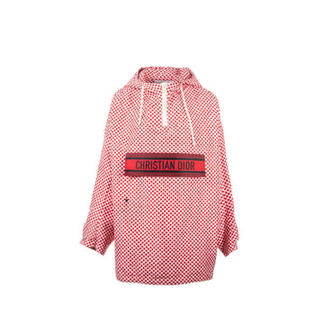 Top quality Dior Size M Luxe Carry Signature Band Hooded Anorak Coat Polyester Red/White