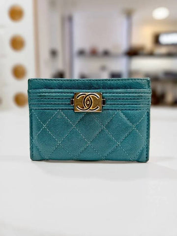 Women s Caviar Gold Boy Card Wallet Holder A84431 Chanel