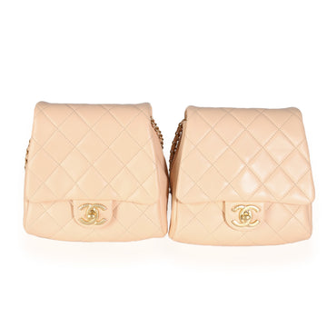 Top Quality Chanel 19S Beige Quilted Lambskin Side Packs