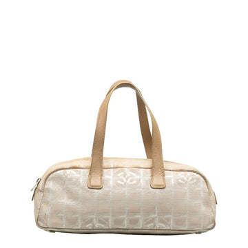 Top Quality Chanel New Label Line Handbags Boston Bag Ivory Beige Canvas Leather  CHANEL
