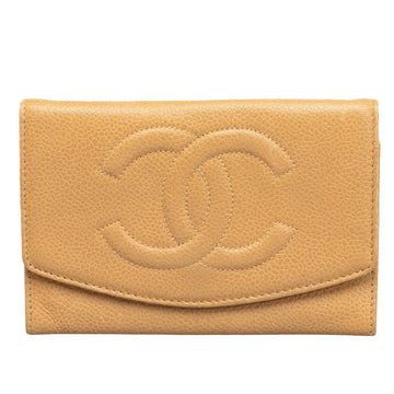 Top Quality Chanel Cocomark Double Folded Wallet Beige Caviar   CHANEL