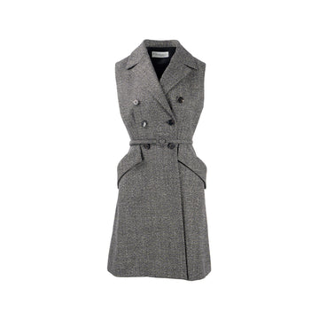 Top quality Dior Size 40 Sleeveless Dress/Vest with Belt Virgin Wool Grey