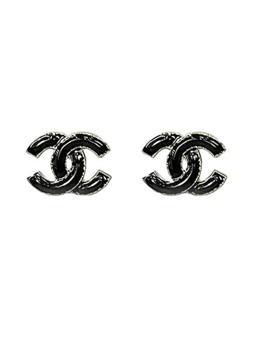 CC Logo Earrings Gold Black Chanel