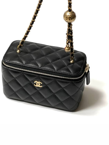 Chain Golden Ball Vanity Small Lambskin Cross Bag Black Chanel