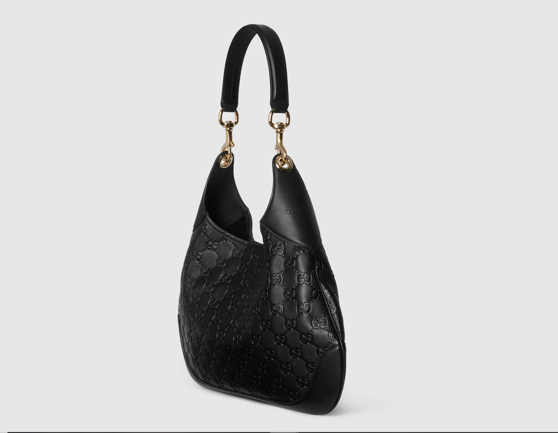 MEDIUM B SHOULDER BAG IN BLACK CALFSKIN GOLD HARDWARE